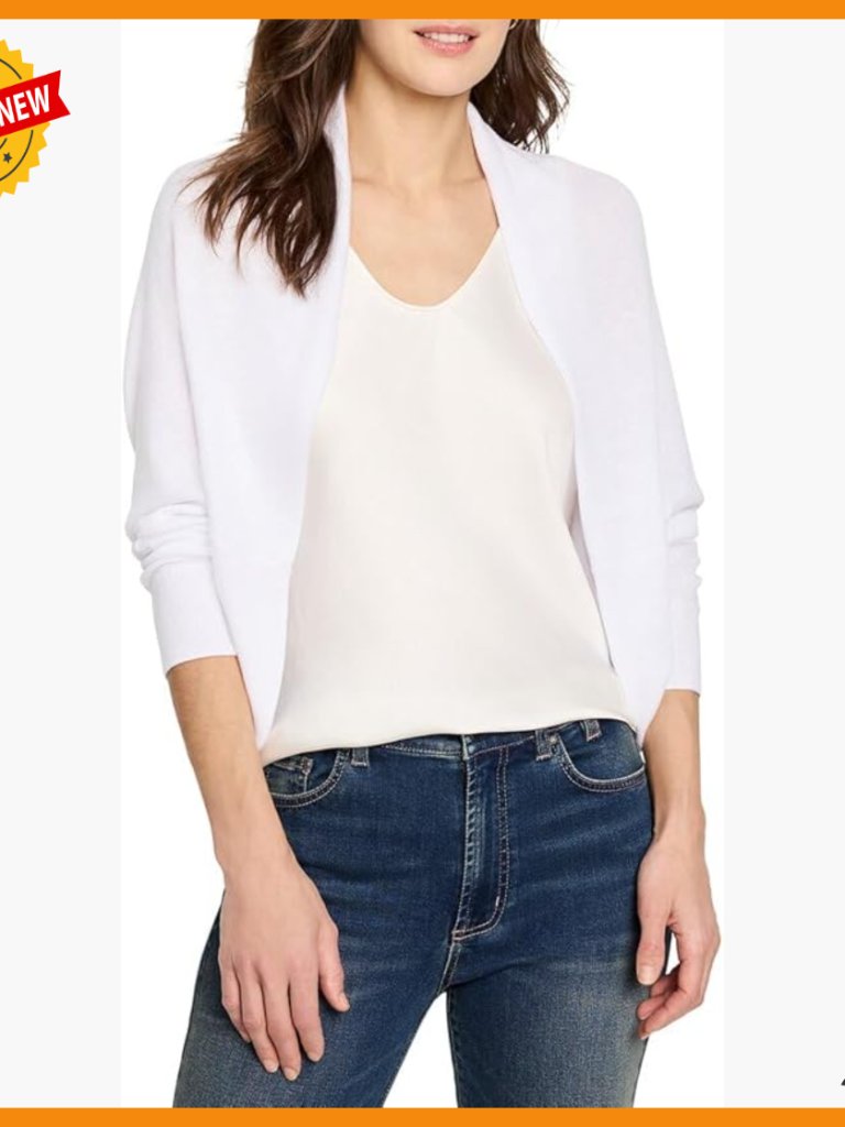 Cotton Cashmere Shrug Cardigan, Open Front, Dolman Sleeve, Midweight